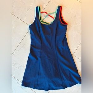 Beach Riot Navy Spots Dress with Multicolor Trim